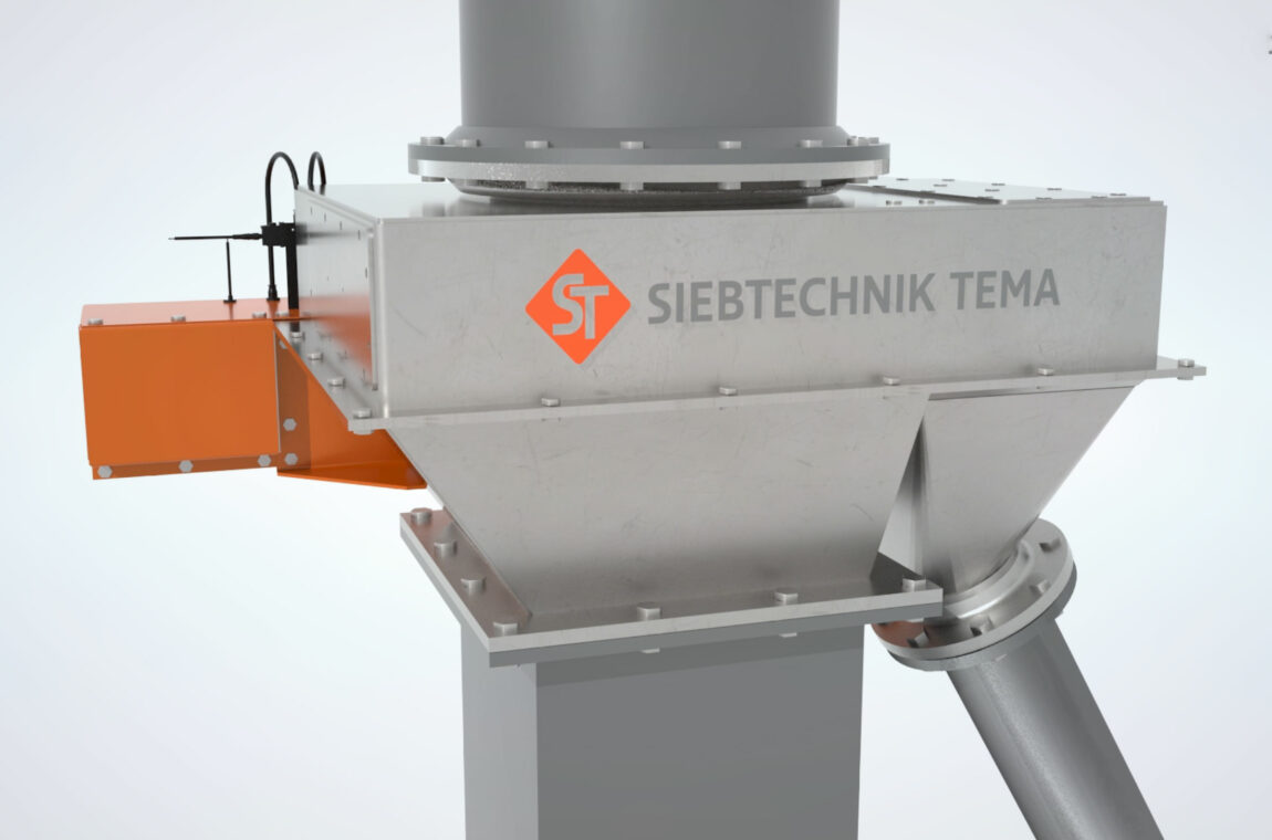 Downpipe swivel sampler from outside, close-up, 3D animation