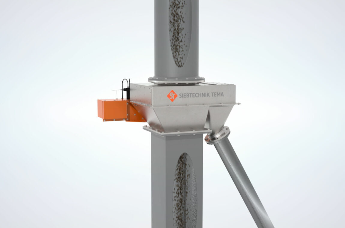 Drop tube swivel sampler Functional principle, the product flow is passed through the device and a representative sample is taken.