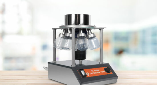 Distributor 8/200 for the representative dividing of dry and free-flowing bulk materials - the machine has 8 collecting containers